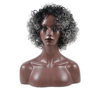 Peluca Peluca corta negra rizada natural, peluca sintética, cabello de mujer, peluca de repuesto resistente al calor, pelucas de fiesta for hombres Mujer