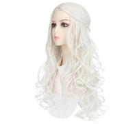 Peluca Peluca Cos peluca ondulada blanca de moda for mujer peluca sintética de alta temperatura peluca de simulación esponjosa Pelucas diarias