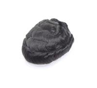 Peluca Peluca de cabello humano fino 0,08 mm for hombre, base PU completa, 8 x 10 pulgadas(#1b)