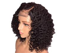 Peluca Peluca De Cabello Real Peluca De Dama Negra De Cabello Pequeño Y Rizado Se Puede Teñir (Tamaño: 8 ") (10)