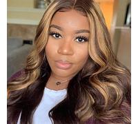 Peluca Peluca De Onda Corporal De 30 Pulgadas Para Mujeres Negras 13X1 Ombre Rubio Miel Marrón Suelta Peluca Frontal Larga Y Profunda Resaltado Frente De Encaje Pelucas De Cabello Humano Pelucas Gris