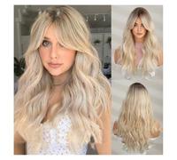 Peluca, Peluca de pelo largo con reflejos negro degradado temperamento dorado pequeño pelo rizado en línea cubierta de peluca de estilo popular europeo y americano