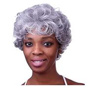 Peluca Peluca de pelo sintético rizado for mujer, corta, plateada, gris, blanca, rizada, for madre, mediana edad, anciana, Cosplay, pelucas de abuela, pelucas de fiesta for hombres Mujer