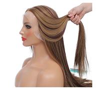Peluca Peluca Delantera De Encaje 360 Pelucas De Encaje Completo Sin Pegamento Sintéticas Pre Arrancadas Peluca De Encaje Transparente Recta De 18-28 Pulgadas Cabello De Fibra De Alta Temperatura Par