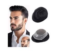 Peluca Peluca for hombre de 18 x 23 cm con parte superior encaje transpirable y PU alrededor, línea cabello natural una densidad del 130%