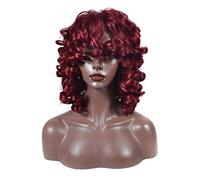 Peluca Peluca Grande Suelta Rollo Peluca Negra Peluca Corta Y Rizada Peluca Tocado (Color: Oro) (Rojo)