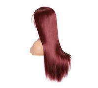 Peluca Peluca Larga De Encaje Rojo Vino Peluca Sintética Recta Sedosa Para Mujeres Pelucas De Cosplay Para Parte Peluca Con Diadema Diaria Pelucas Grises Para Mujeres (1 20 Pulgadas)