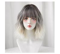 Peluca Peluca ondulada y rizada for mujer, peluca gris degradado, peluca encantadora de pelo corto ondulado y rizado, adecuada for fiestas y citas diarias Pelucas diarias