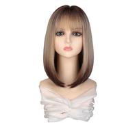 Peluca Peluca Peluca de pelo corto degradado for mujer con flequillo Peluca de simulación de fibra química Peluca sintética de alta temperatura Pelucas diarias
