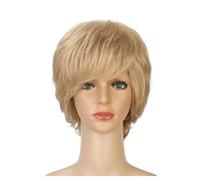 Peluca Peluca Peluca rizada corta dorada esponjosa realista de moda, fibra química de alta temperatura, cubierta completa for el cabello Pelucas diarias