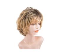 Peluca Peluca Rubia Flutty Rizado Corto Pelucas con Flequillo Peluca Degradada de Cabello Sintético de 4.5-5.5 Pulgadas for Uso Diario en Fiestas Pelucas de Fiesta for Hombres Mujer