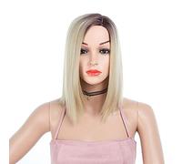 Peluca Peluca Sintética De Fácil Cuidado Moda Capuchas Femeninas Salvajes Teñidas Peluca De Pelo Liso Corto Parcial (38 Cm)