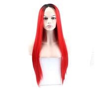 Peluca Peluca Universal De Encaje Frontal Tejida A Mano, Peluca Degradada Negra Y Roja, Peluca De Personalidad De Moda De Seda De Alta Temperatura (Tamaño: 26 ") (14)