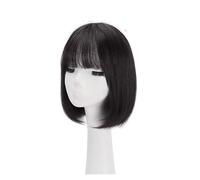 Peluca Pelucas Bobo cortas con flequillo de cabello humano liso for niñas, peluca completa for mujeres y mujeres, pelucas de fiesta de aspecto Natural de 11,8 pulgadas for uso diario for hombres Mujer