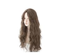 Peluca Pelucas con flequillo for mujer, rizos ondulados marrones, peluca de pelo de fibra resistente al calor de 24 pulgadas Mujer