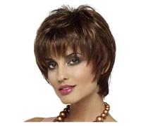 Peluca Pelucas cortas marrones con corte Pixie, pelucas de estilo en capas de pelo ligero natural, peluca rizada rubia mixta for mujeres Mujer