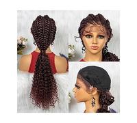 Peluca Pelucas delanteras del cordón de la cola de caballo trenzada del pelo sintético Rizado frontal rizado con el pelo del bebé para las pelucas trenzadas de la caja de Cornrow de las mujeres afro