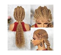Peluca Pelucas delanteras del cordón de la cola de caballo trenzada del pelo sintético Rizado frontal rizado con el pelo del bebé para las pelucas trenzadas de la caja de Cornrow de las mujeres afro