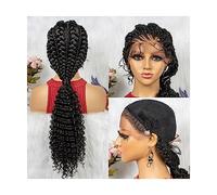 Peluca Pelucas delanteras del cordón de la cola de caballo trenzada del pelo sintético Rizado frontal rizado con el pelo del bebé para las pelucas trenzadas de la caja de Cornrow de las mujeres afro