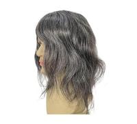Peluca Pelucas for hombre del cabello humano brasileño peluquín de los hombres pelo largo 12 pulgadas reemplazo la PU base piel fina(1B40#)