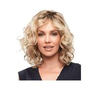 Peluca Pelucas rubias cortas for mujeres blancas Pelucas cortas sintéticas de pelo rubio ondulado rizado natural Mujer