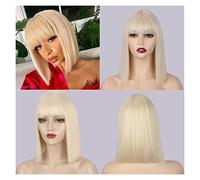 Peluca Pelucas Sintéticas Pelucas Cortas Rectas Bob Con Flequillo Para Mujeres Negro Rosa Púrpura Rojo Pelucas Naturales Pelucas Grises Para Mujeres (613 14 Pulgadas)