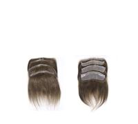 Peluca Peluquín for hombre, línea frontal, cabello humano liso, n.° 7, capilar natural marrón, base de PU, prótesis(16x1.8cm)