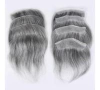Peluca Peluquín frontal for hombre, 1B60#, cabello humano indio gris, piel sintética, postizos masculinos, adorno(16x1.5cm)