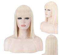 Peluca perfecta para fiestas diarias, cabeza Bobo, azul, verde, gris, arroz, blanco, negro, rojo, rosa, Qi Bangs, anime Cos, discoteca, mujer, longitud al hombro, peluca corta recta, color: 714-5