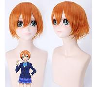 Peluca perfecta para fiestas diarias, ¡Cos Wig Love Live! Starry Sky Rin Orange Reverse Curled Short Hair Anime Peluca 363