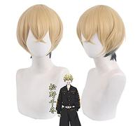 Peluca perfecta para fiestas diarias, esvástica, Vengador, Matsuno, Chifu amarillo degradado, cara negra, peluca de anime