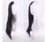 Peluca perfecta para fiestas diarias, peluca 101 de perro leal Cruella de Vil Kuila Bruja en blanco y negro a juego, pelo corto y rizado, color: Yn346{70 cm}