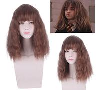 Peluca perfecta para fiestas diarias, peluca Hermione Brown Corn Hot Big Scalp Air Flequillo de película