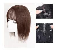 Peluca Pieza de peluca Cabello real for cubrir Cabello gris Cabeza fina de cabello Pieza de parche Cabello real Esponjoso Aumentar el volumen del cabello Flequillo falso Pelucas diarias(06-(12-13)25CM