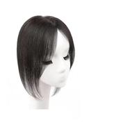 Peluca Pieza de peluca con flequillo Parche de cabello humano real completo Esponjoso Aumentar el volumen del cabello Cubierta esponjosa Cabello gris Pelucas diarias(07-(10-12)30CM-black)