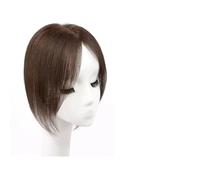 Peluca Pieza de peluca con flequillo Parche de cabello humano real completo Esponjoso Aumentar el volumen del cabello Cubierta esponjosa Cabello gris Pelucas diarias(06-(10-12)25CM-brown)