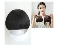 Peluca Pieza de peluca de cabello real for niñas con flequillo falso Pieza de peluca de cabello suave con flequillo grueso Qi Bangs Pelucas diarias(Black,A)