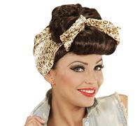 PELUCA PIN UP ROCKABILLY CASTAÑA CON FOULARD DE ANIMALES EN CAJA WIDMANN REF 01852