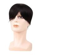 Peluca Prótesis capilar masculina de piel mono y PU con base seda simulación cabeza, corona cabello humano for hombre(6x8 Inch-15x20cm)
