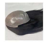 Peluca que cubre la calvicie para hombres 14-16 pulgadas Straight Topper Durable Full Pu Skin Pelucas Virgin Human Hair Sistema de reemplazo 7x9 "Straight Wigs 120% Density Men's Toupee Peluca de viaj