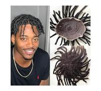 Peluca que cubre la calvicie para hombres Peluca de tupé de encaje completo Dreadlock for hombres negros Mono Rizado Prótesis de cabello masculino 8 × 10 "Unidad de sistema de cabello rizado afro Cabe