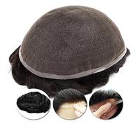 Peluca Que Cubre la Calvicie Para Hombres Peluquín for hombres Transpirable Full Lace Cabello humano Postizo for hombres Sistema de reemplazo de cabello con base de encaje francés 30 mm Prótesis de ca