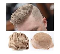 Peluca Que Cubre la Calvicie Para Hombres Sistema de reemplazo de cabello humano Remy indio, postizos for hombres de 6 ", encaje Frence con base de PU, unidades de prótesis onduladas for hombres, tupé