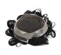 Peluca Que Cubre la Calvicie Para Hombres Top de encaje de tupé for hombres y PU alrededor de las unidades del sistema de cabello ondulado de tupé for hombres 130% de densidad Invisible Hairline Lace