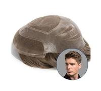 Peluca que cubre la calvicie para hombres Top de encaje mono tupé for hombres con PU alrededor del cabello Toupee 8x10 "Cabello masculino Prótesis Sistema de reemplazo de cabello humano natural Tupé f