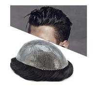 Peluca que cubre la calvicie para hombres Toupee for hombres 0.1-0.12mm Full Poly Skin PU Inyección Cabello humano Sistema de reemplazo de postizo Toupee for hombres Jet Black Mens Toupee Hair Unit Pe