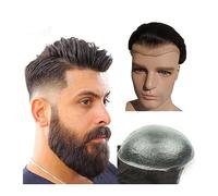 Peluca Que Cubre la Calvicie Para Hombres Tupé for hombre, 8x10 pulgadas, 0,04 mm, piel fina de PU, tupé for hombre # 1B, pieza de cabello humano negro for hombre, sistema de reemplazo de cabello de d