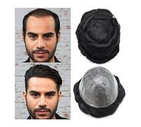 Peluca Que Cubre la Calvicie Para Hombres Tupé for hombres Base de PU Sistema de cabello humano indio Inyectado 0.10-0.12mm Piel delgada Tupé for hombres 6 "Onda natural Postizos for hombres Peluca Qu