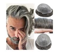 Peluca Que Cubre la Calvicie Para Hombres Tupé for hombres de cabello humano indio 0.03-0.04 mm Sistema de reemplazo de cabello con base de PU de piel delgada Postizos 10 "x8" Onda natural 1B Mezcla 4
