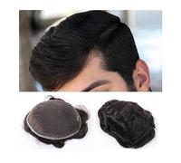 Peluca Que Cubre la Calvicie Para Hombres Tupé for hombres Piezas de cabello marrón oscuro Prótesis de cabello humano real 8x10 ”Full Fine Swiss Lace Tupé for hombres Sistema de reemplazo de cabello s